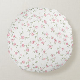 Almofada Redonda Rosas Pink Românticas Vintage Suave Floral Casa de