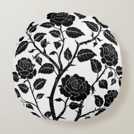 Almofada Redonda Rosas pretas