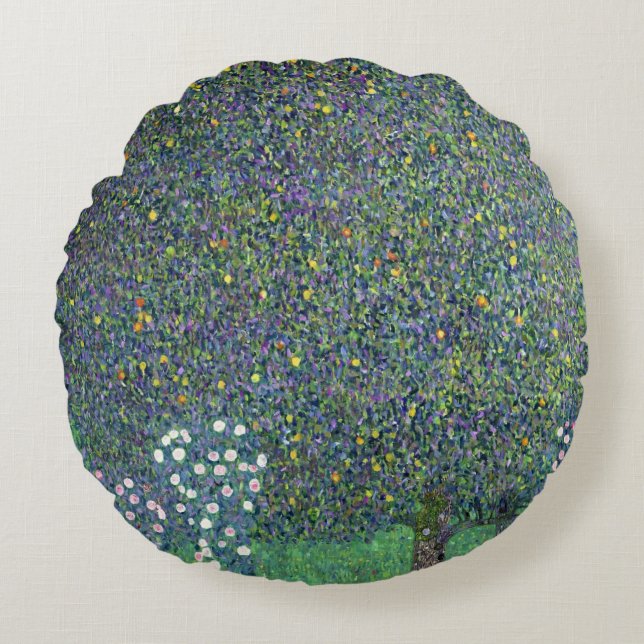 Almofada Redonda Rosas sob as árvores, c.1905 (Frente)