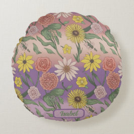 Almofada Redonda Rosas, Visitas, Girassóis E Lírios