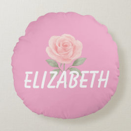 Almofada Redonda Rose Flower Pink Name 