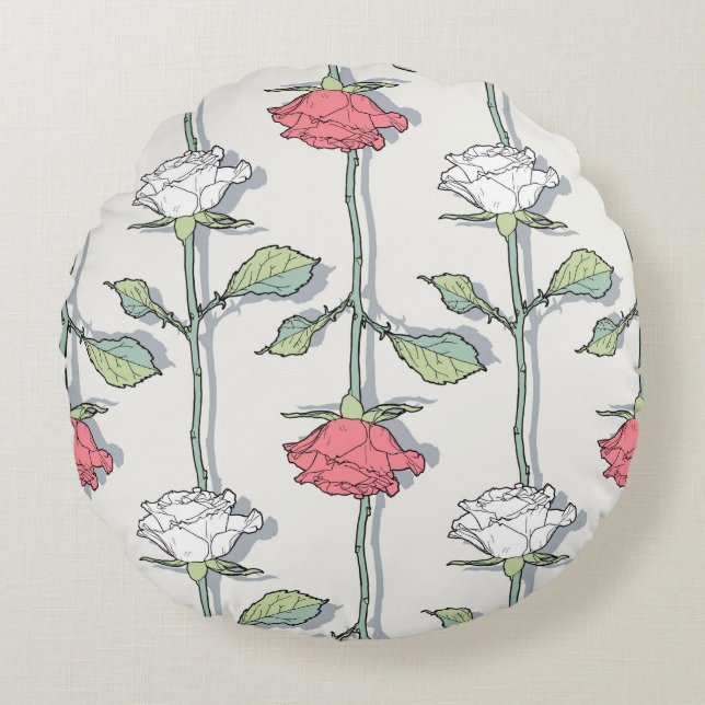 Almofada Redonda Rose seamless Pattern (Frente)