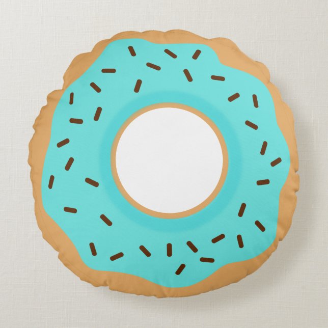 Almofada Redonda Rosquinha Azul Cinto Com Préguas (Frente)