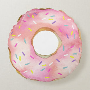 Almofada Redonda Rosquinha Cor-de-Água Rosa Sprinkles Dobra-de-frut