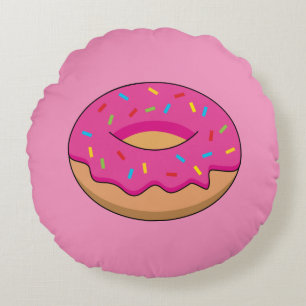 Almofada Redonda Rosquinha de Morango com Cartoon de Sprinkles