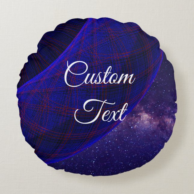 Almofada Redonda Rosquinhas Azuis No Travesseiro Geométrico (Frente)