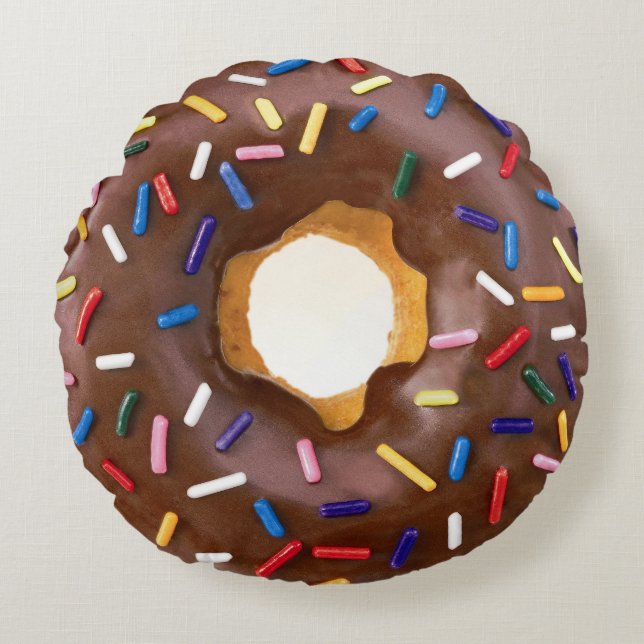 Almofada Redonda Rosquinhas de Chocolate Bonito com Sprinkles (Frente)