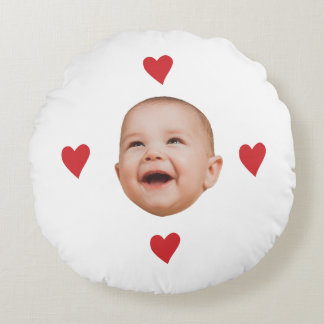 Almofada Redonda Rosto de Bebê Fofo Personalizado Uma Foto