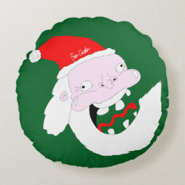 Almofada Redonda Rosto de desenho animado bobo do Papai Noel
