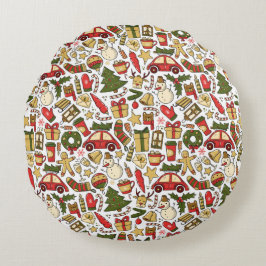 Almofada Redonda Round Christmas Doodle Pillow