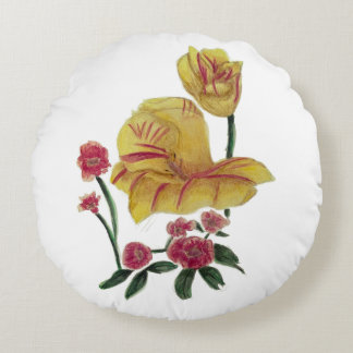 Almofada Redonda Round Cushion Watercolour Flower Design