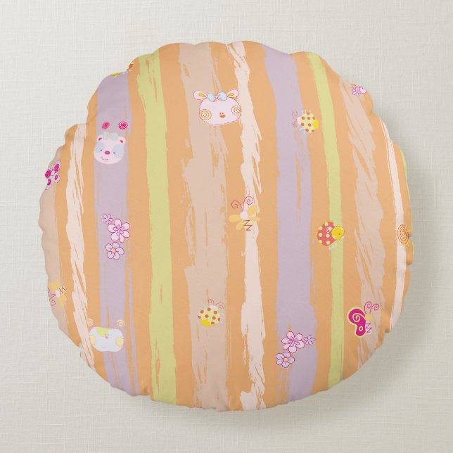 Almofada Redonda Round Pillow – Baby Joy & Creatures Pastel Animal (Frente)