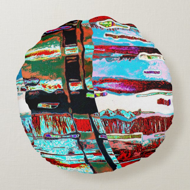 Almofada Redonda Round Pillow – Collapse Reflection Abstract Design (Verso)