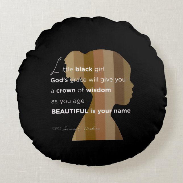 Almofada Redonda Round Pillow   "Ebony Woman" little black pillow (Frente)