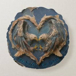 Almofada Redonda Round Pillow Paper Cut Eagle Two Souls One Heart