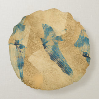 Almofada Redonda Round Yellow Teal Abstract Throw Pillow