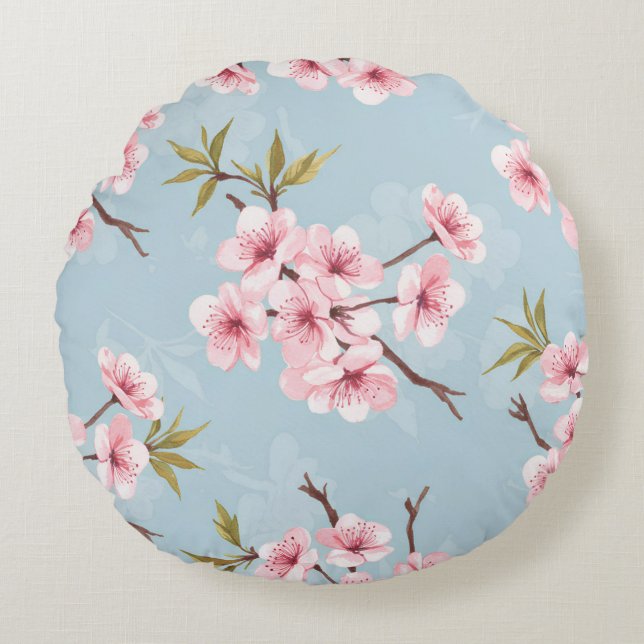 Almofada Redonda Roupas de Cama Florais Pastel (Frente)