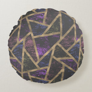 Almofada Redonda Roxo e teste padrão de mosaico do ouro