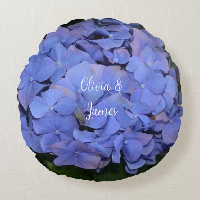 Almofada Redonda Roxo Roxo Hidrangea macrofilla (Frente)