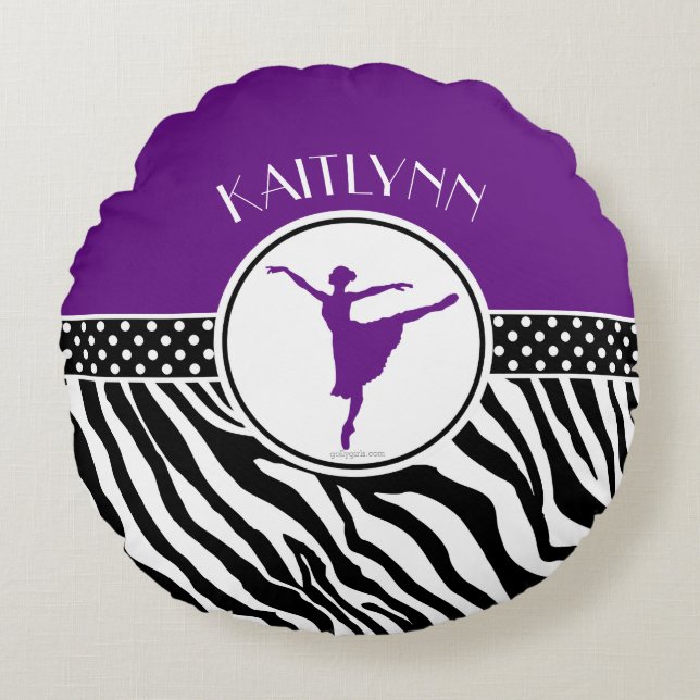 Almofada Redonda Roxo seu dançarino de balé conhecido do impressão (Frente)