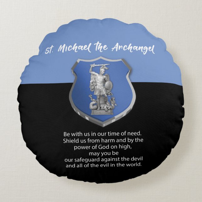 Almofada Redonda Rua Michael Archangel Prayer Pensando em você (Frente)