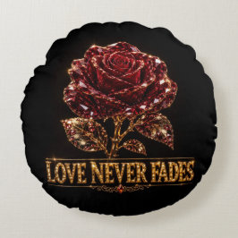 Almofada Redonda Rubi Cristal Rosa – O Amor Nunca Desvanece