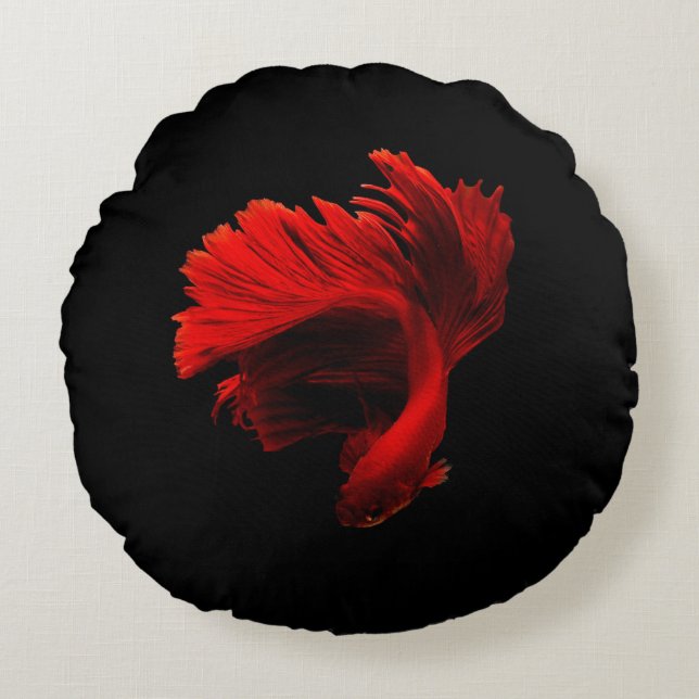 Almofada Redonda Ruby Red Siamese Fighting Fish (Frente)
