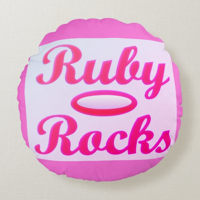Almofada Redonda Ruby Rocks design SWEET PINK (Frente)