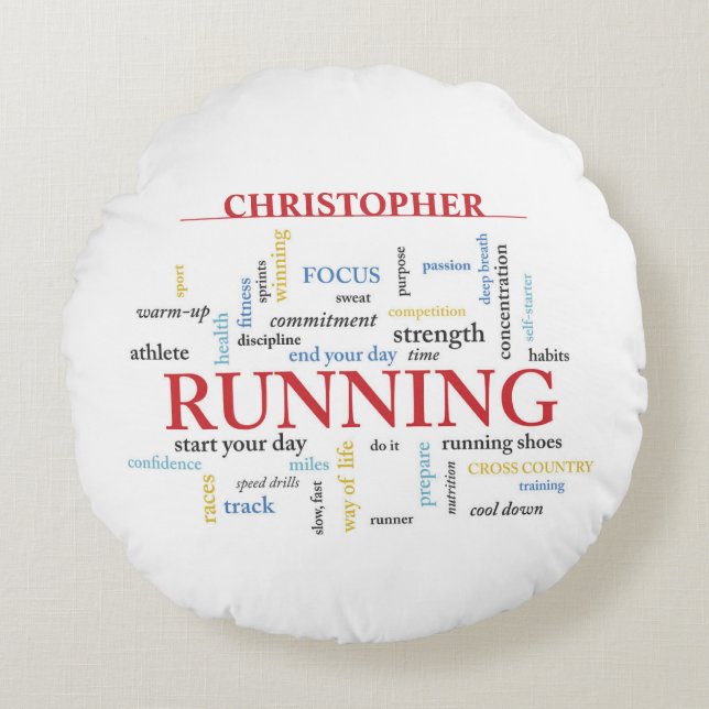 Almofada Redonda Runner com Palavras Personalizadas (Frente)