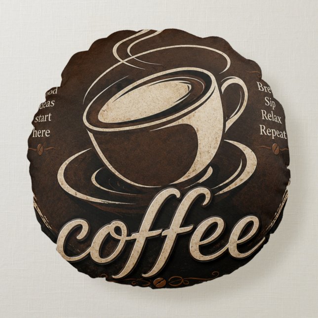 Almofada Redonda Rustic Coffee Bar Decor Gift (Frente)