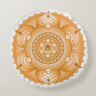 Almofada Redonda Sacral Chakra Orange Mandala Travesseiro redondo