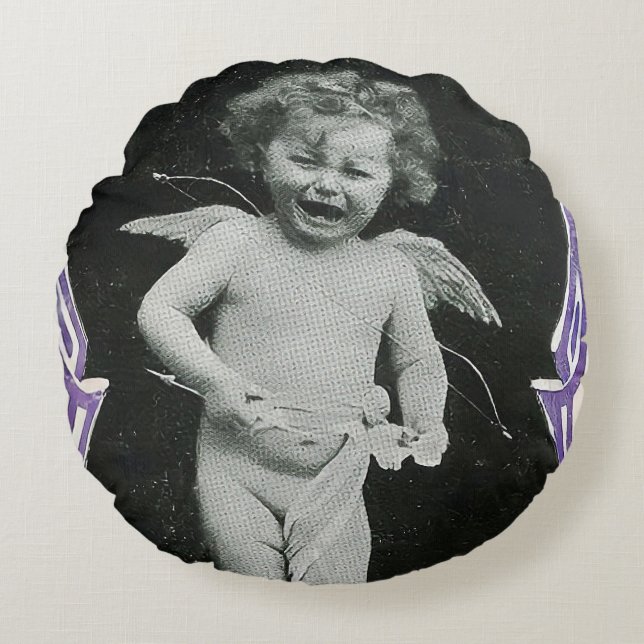 Almofada Redonda Sad Cherub Angel Impressão (Frente)