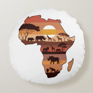 Almofada Redonda Safari Sunset Africano