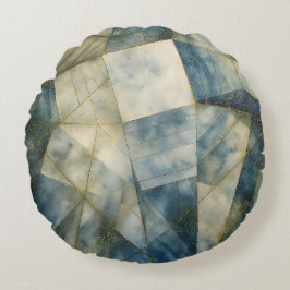 Almofada Redonda Sage Olive Green Dourado Geométrico Abstrato natur