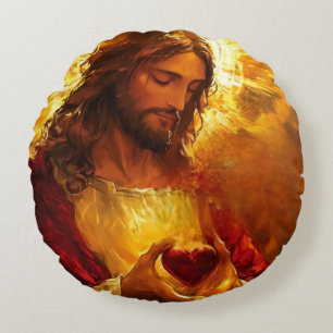 Almofada Redonda Sagrado Coração de Jesus