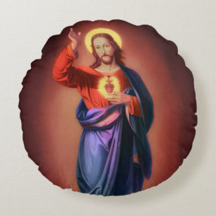 Almofada Redonda Sagrado Coração de Jesus Cristo