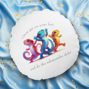 Almofada Redonda Salamandras Coloridas fazem o Escorrega da Salaman