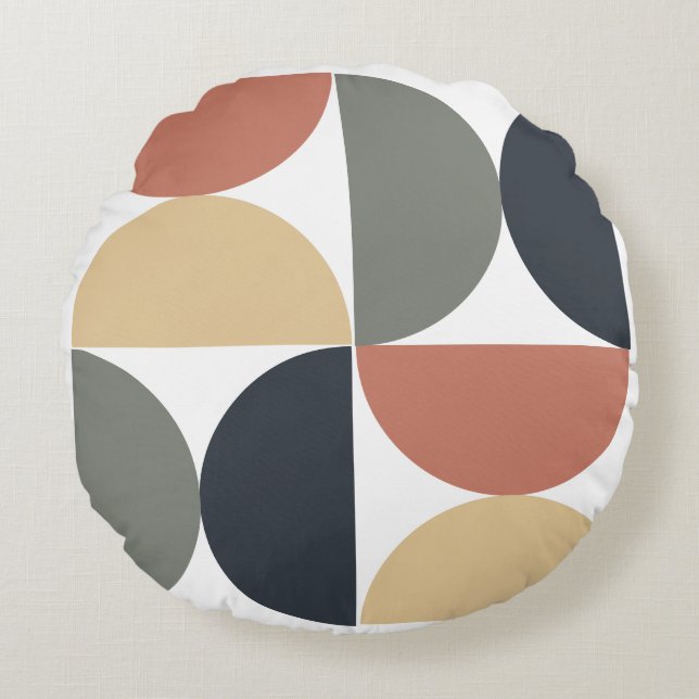 Almofada Redonda Salmão de carvão moderno de meio século (Frente)