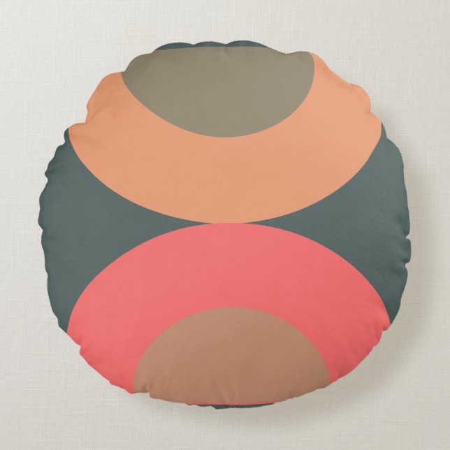 Almofada Redonda Salmão Moderno do Século médio e Oliva (Frente)