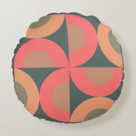 Almofada Redonda Salmão Moderno do Século médio e Oliva