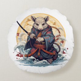 Almofada Redonda Samurai Rat Throw Pillows