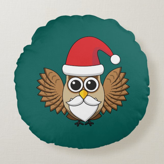 Almofada Redonda Santa Claus Owl (Frente)