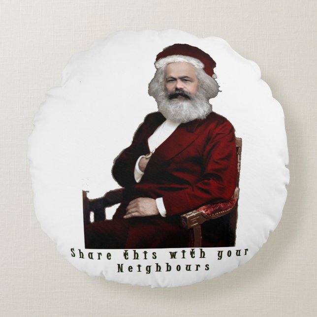 Almofada Redonda SantaKarl MarxMas (Frente)
