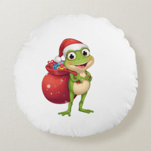Almofada Redonda Sapo de Natal Fofo com Sacola de Presente - Sapo d