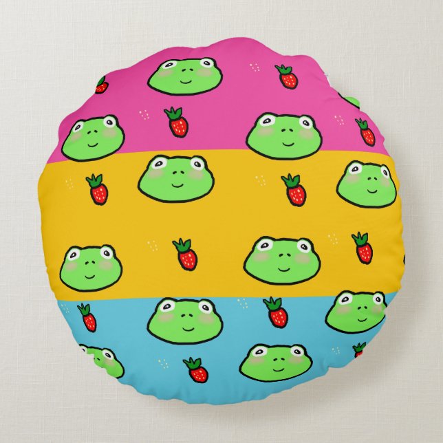 Almofada Redonda Sapo e Morango (Verso)