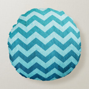 Almofada Redonda Sarja de Nimes Chevron por Shirley Taylor