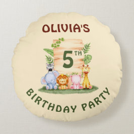 Almofada Redonda Savannah giraffe lion hippo zebra elefante