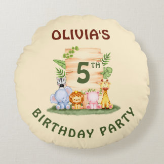 Almofada Redonda Savannah giraffe lion hippo zebra elefante