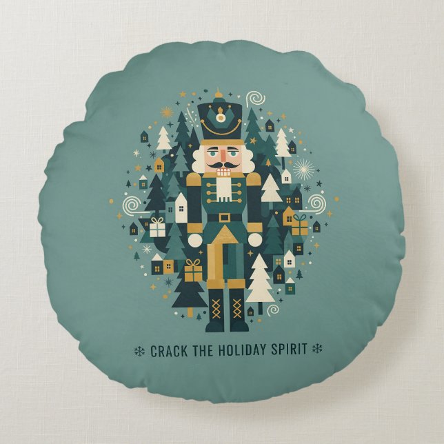 Almofada Redonda Scandinavian Christmas Nutcracker (Frente)