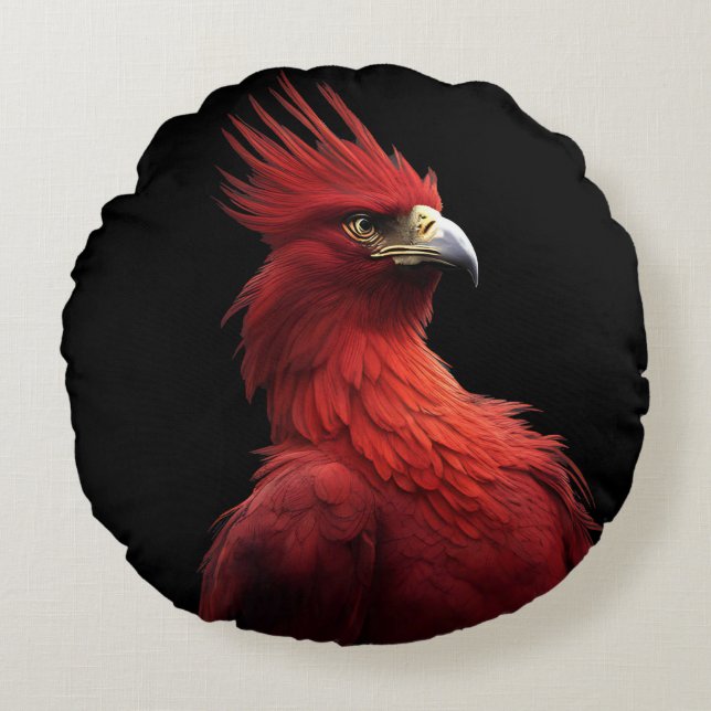 Almofada Redonda Scarlet Phoenix Senta-Se Orgulhosamente (Frente)